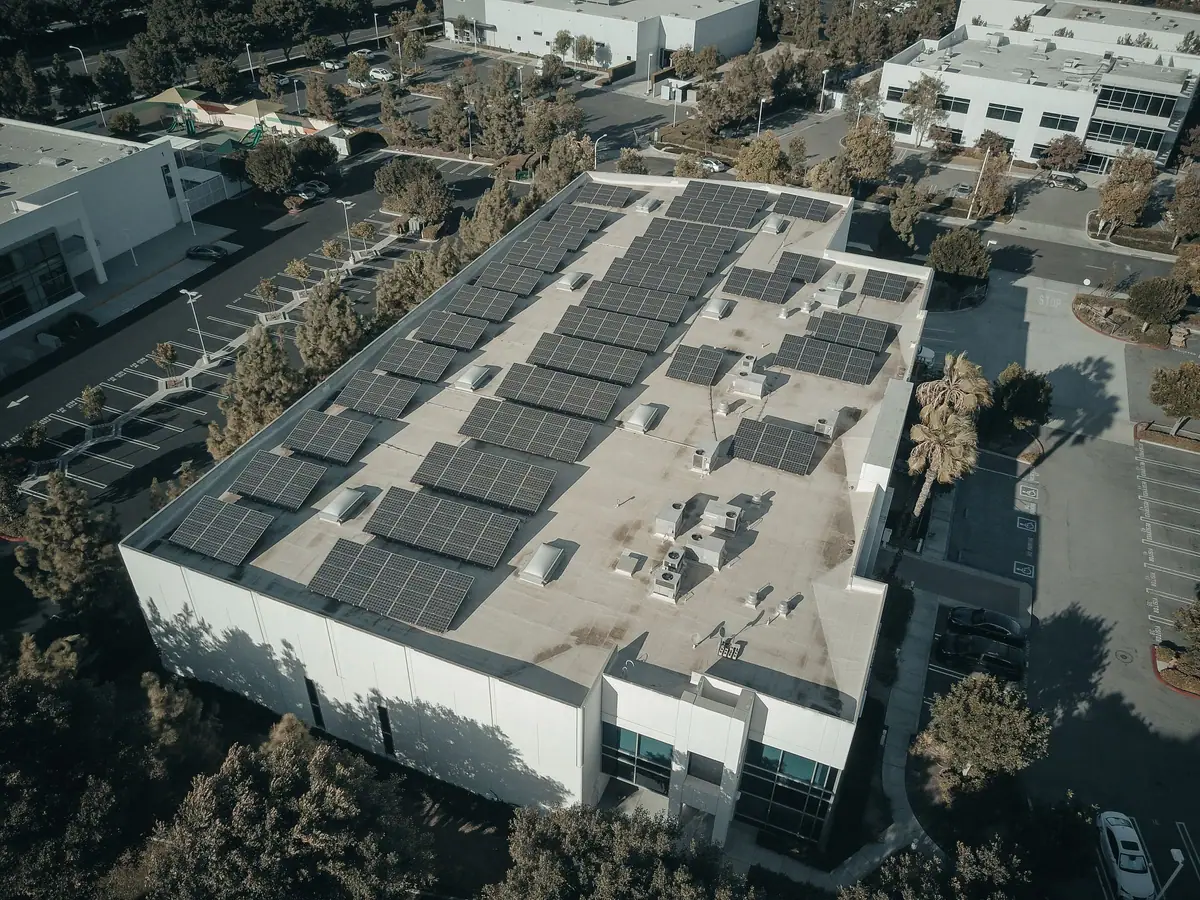Commercial building with a rooftop solar array