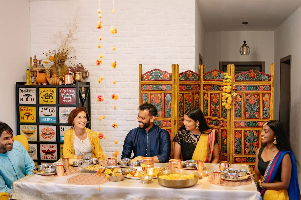 Indian family sharing a meal at home
