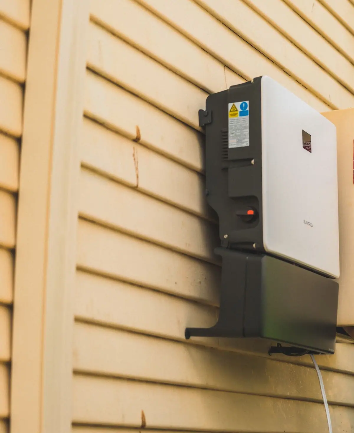 Solar inverter mounted on an outside wall